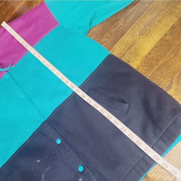 Vintage 90s Color Block Reversible Sweatshirt Windbreaker Jacket - Picture 8 of 13